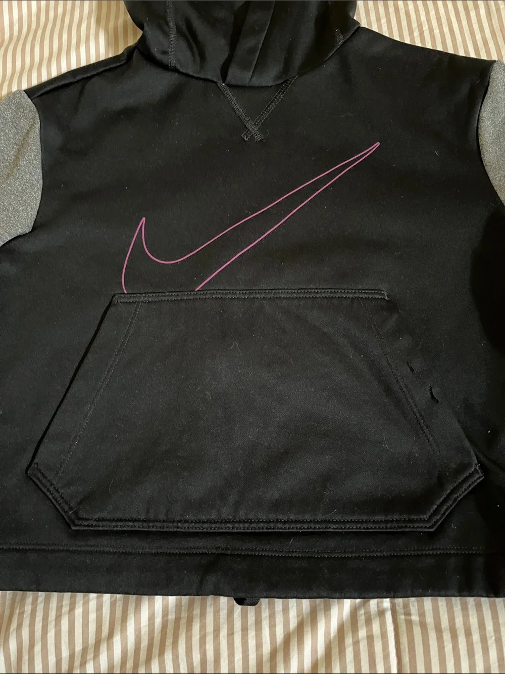 Nike Black & Gray Kids Hoodie with Purple Swoosh